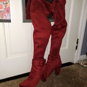 Knee high cognac boots